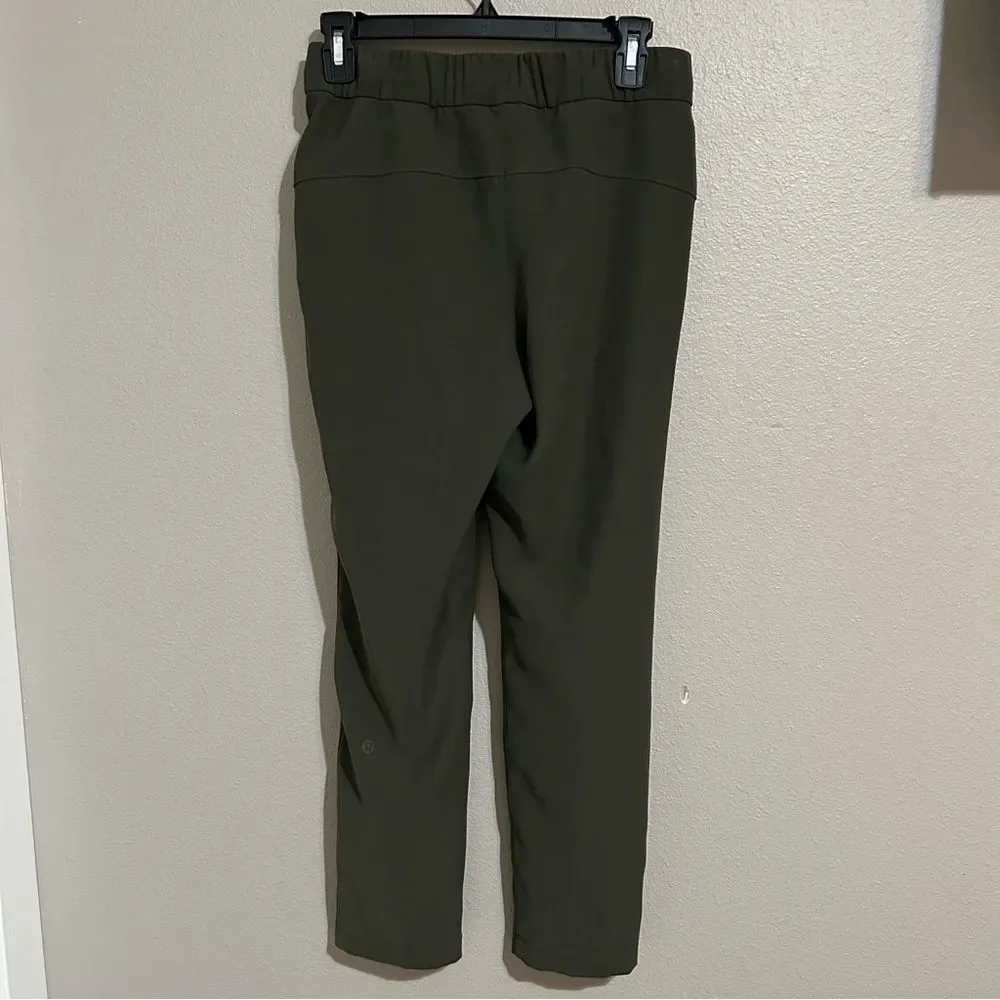Lululemon On The Fly Dark Olive Green Athleisure Pull On Pants Women’s Size 4